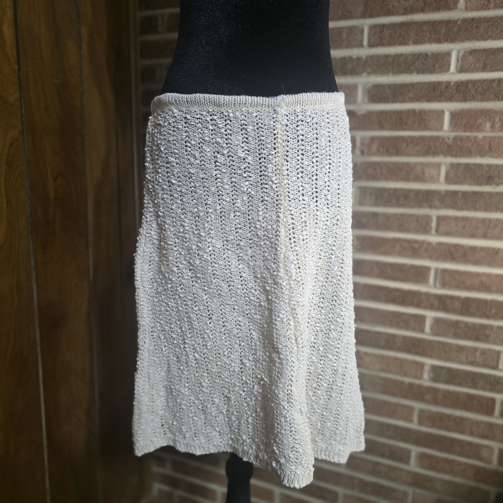 Chic Cream Knit Midi Skirt